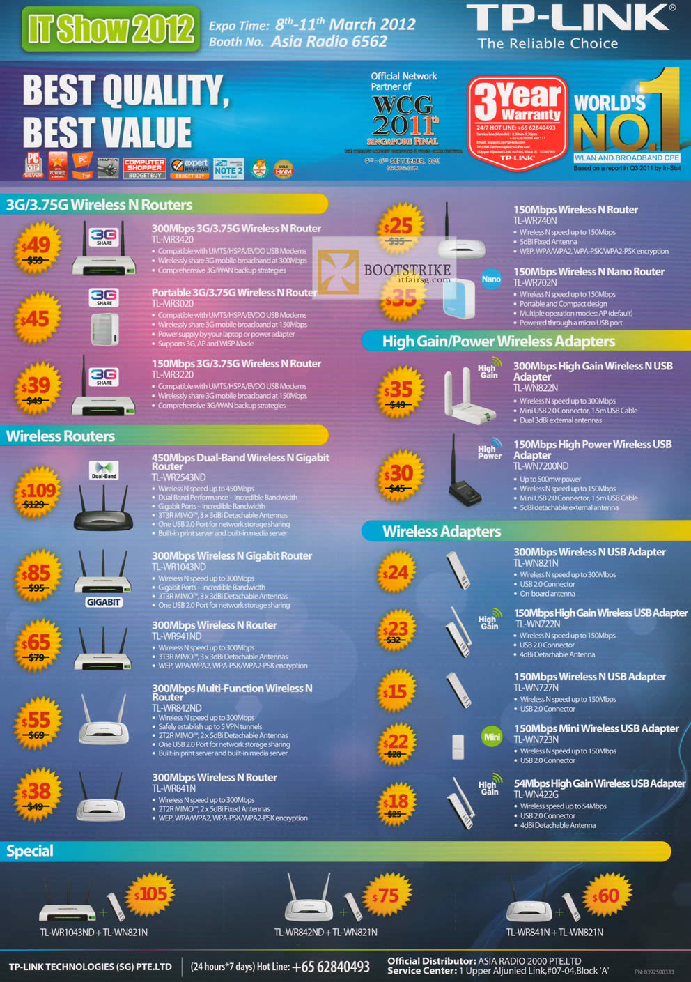 IT SHOW 2012 price list image brochure of Asia Radio TP-Link Wireless N Router, USB Wireless Adapter, Routers, TL-WR2543ND, TL-WR1043ND