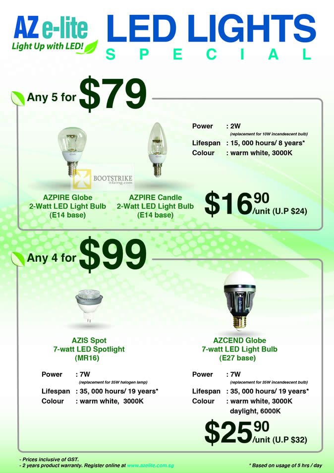 IT SHOW 2012 price list image brochure of Aztech LED Light Bulb, Globe, Azpire Candle, Azis Sport, Azcend Globe