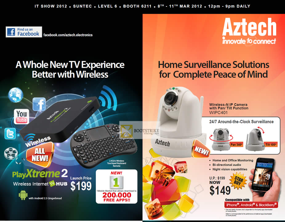 IT SHOW 2012 price list image brochure of Aztech Networking PlayXtreme 2 Internet Hub TV, IPCam WIPC401