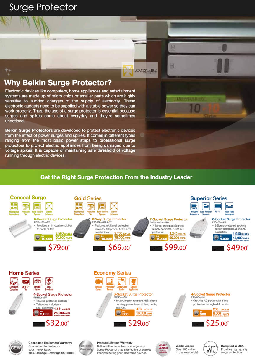IT SHOW 2012 price list image brochure of Ban Leong Belkin Surge Protector Conceal, Gold, Superior, Home, Economy, 4-Socket, 8-Socket