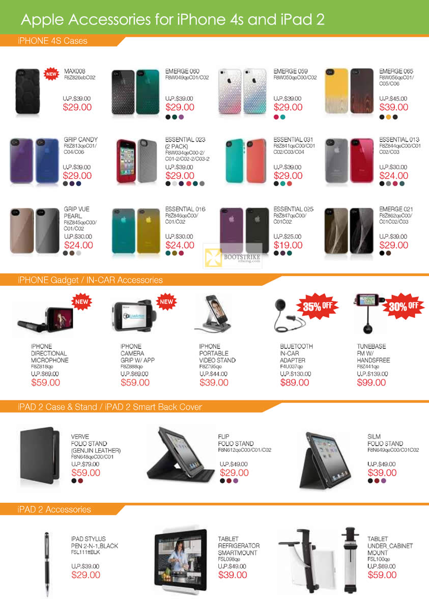 IT SHOW 2012 price list image brochure of Ban Leong Belkin IPhone 4S Case, Microphone, Camera Grip, Tunebase, Verve Folio Stand, IPad2 Stylus, Mount, Folio Stand