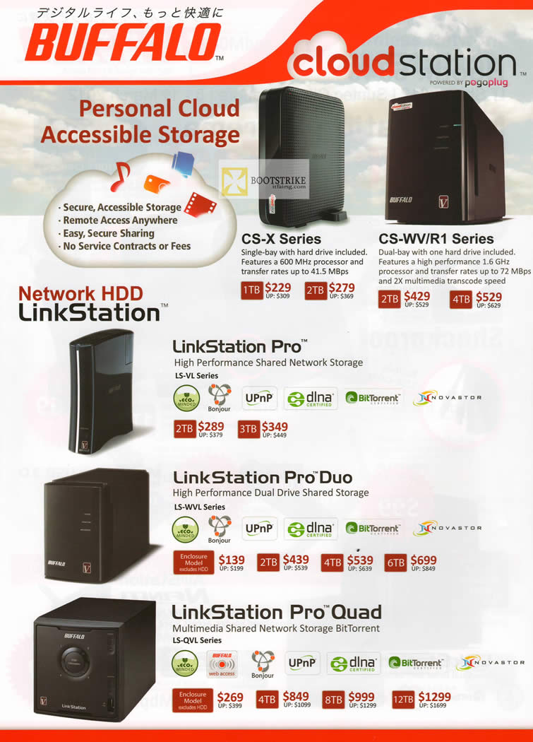 IT SHOW 2012 price list image brochure of Buffalo Cloudstation CS-X CS-WV R1 Cloud Storage, NAS LinkStation Pro, Duo, Quad