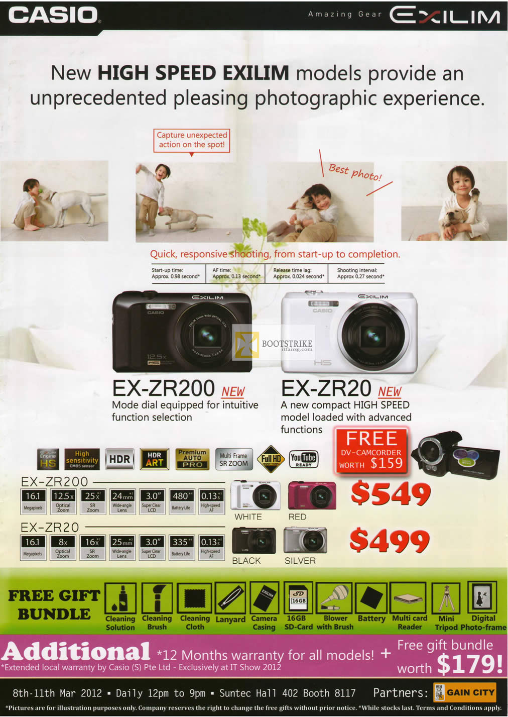 IT SHOW 2012 price list image brochure of Casio Digital Cameras Exilim EX-ZR200, EX-ZR20