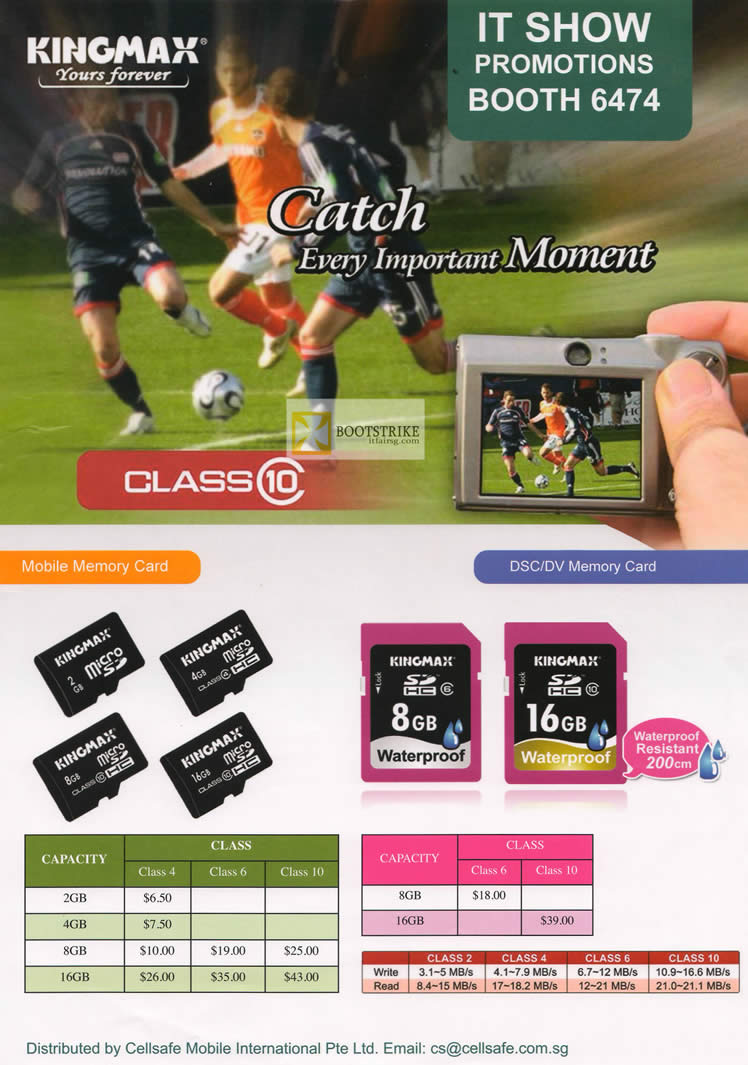 IT SHOW 2012 price list image brochure of Cellsafe Kingmax Flash Memory Card MicroSD, SDHC