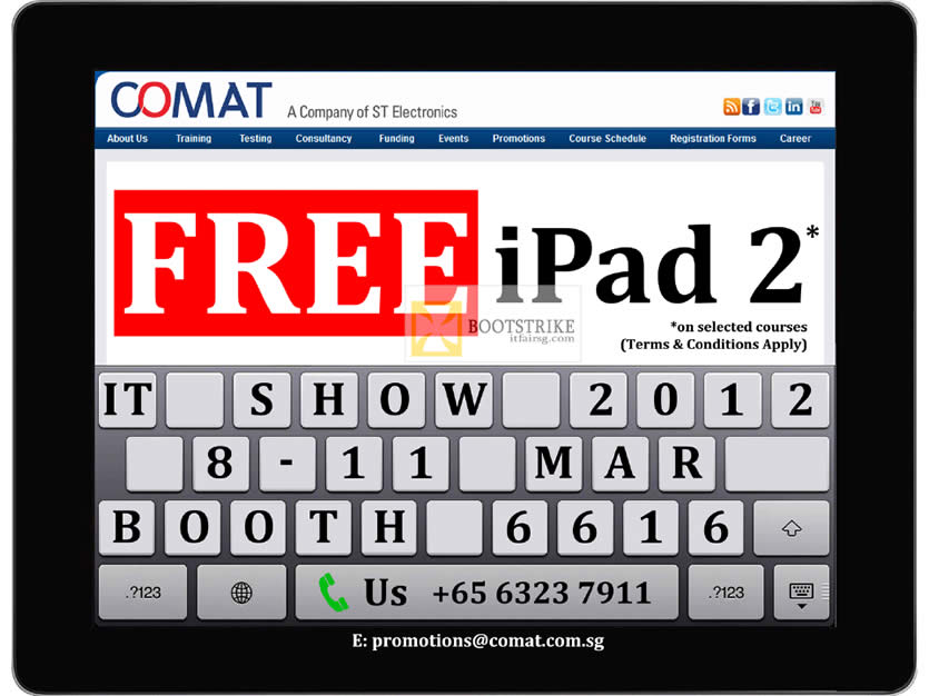IT SHOW 2012 price list image brochure of Comat Training Courses Free IPad 2