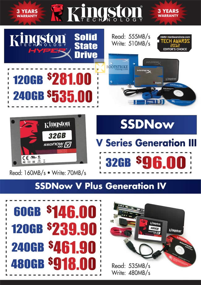 IT SHOW 2012 price list image brochure of Convergent Kingston SSD, SSDNow V Series Generation III, V PLus Generation IV
