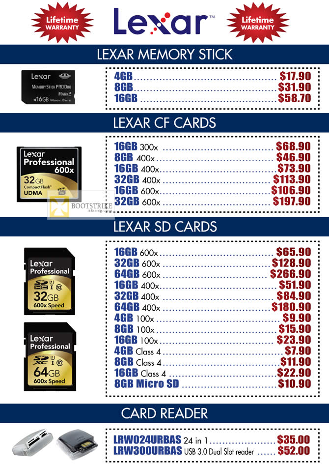 IT SHOW 2012 price list image brochure of Convergent Lexar Memory Stick, CF Compact Flash Memory, SD Card, Card Reader LRW024URBAS, LRW300URBAS