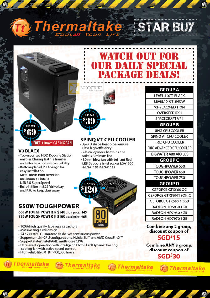 IT SHOW 2012 price list image brochure of Convergent Thermaltake Case V3 Blacx, Spinq VT CPU Cooler, PSU Toughpower
