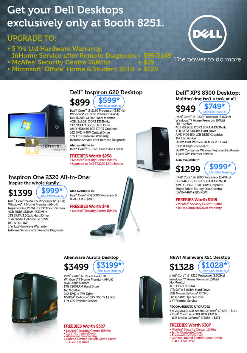IT SHOW 2012 price list image brochure of Dell Desktop PC Inspiron 620, XPS 8300, Inspiron One 2320 AIO Desktop PC, Alienware Aurora, Alienware X51