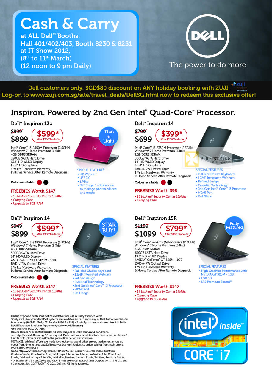 IT SHOW 2012 price list image brochure of Dell Notebooks Inspiron 13z, Inspiron 14, Inspiron 15R
