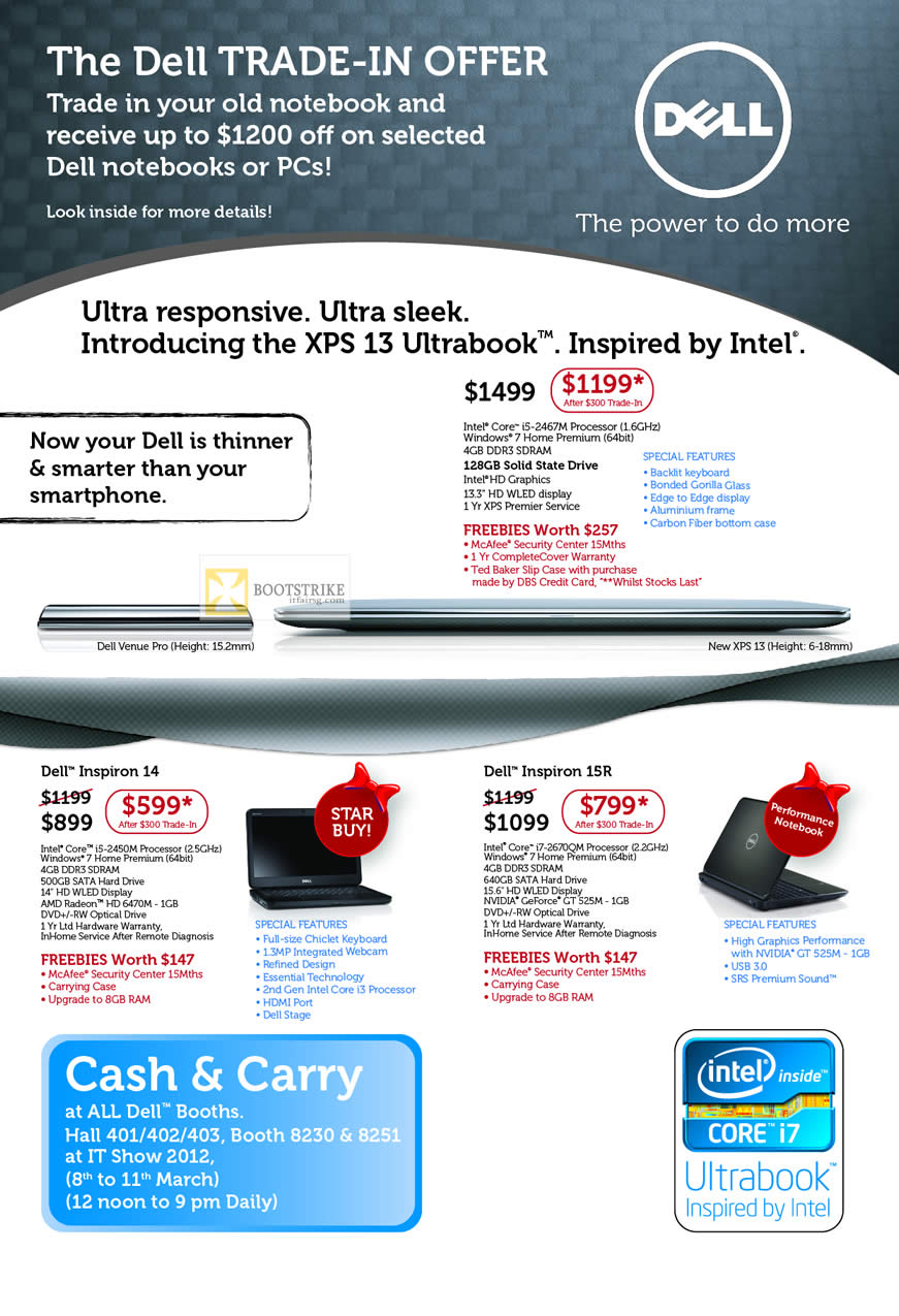 IT SHOW 2012 price list image brochure of Dell Notebooks XPS 13 Ultrabook, Inspiron 14, Inspiron 15R