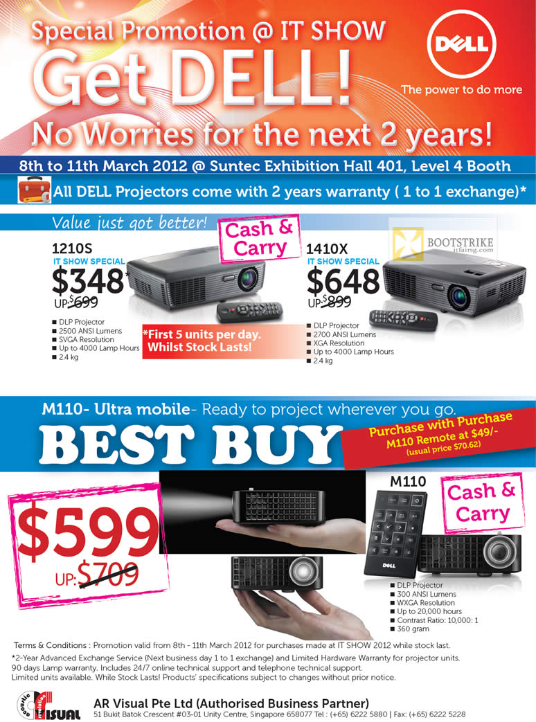 IT SHOW 2012 price list image brochure of Dell Projectors DLP 1210S, 1410X, M110
