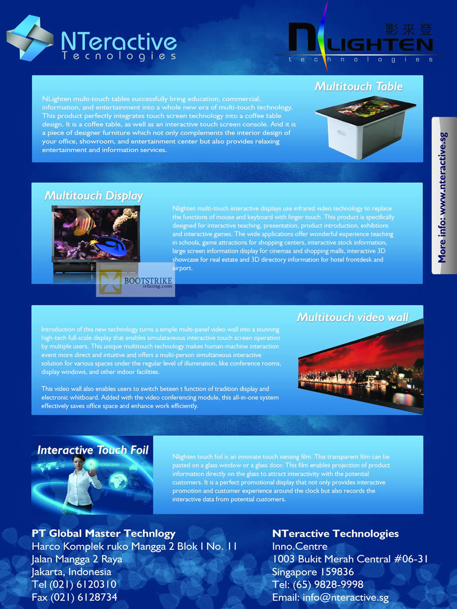 IT SHOW 2012 price list image brochure of Edimax Nteractive Technologies Multitouch Table, Display, Video Wall, Interactive Touch Foil
