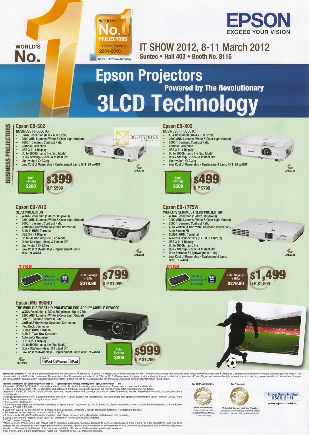 IT SHOW 2012 price list image brochure of Epson Projectors EB-S02, EB-X02, EB-W12, EB-177W, MG-850HD