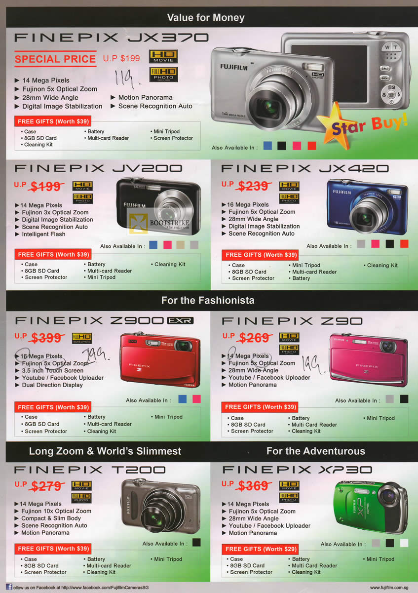 IT SHOW 2012 price list image brochure of Fujifilm Digital Cameras Finepix JX370, JV200, JX420, Z900, Z90, T200, XP30