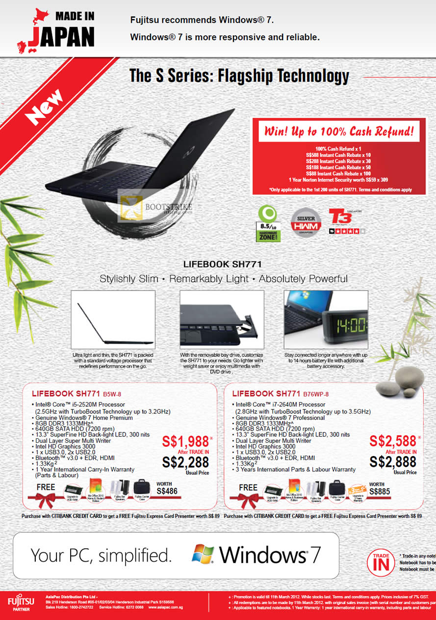 IT SHOW 2012 price list image brochure of Fujitsu Notebooks Lifebook SH771 B5W-8, SH771 B76WP-8