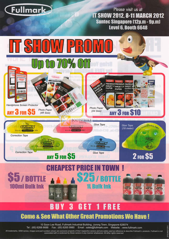 IT SHOW 2012 price list image brochure of Fullmark Screen Protectors, Photo Paper, Stationery, Bulk Ink