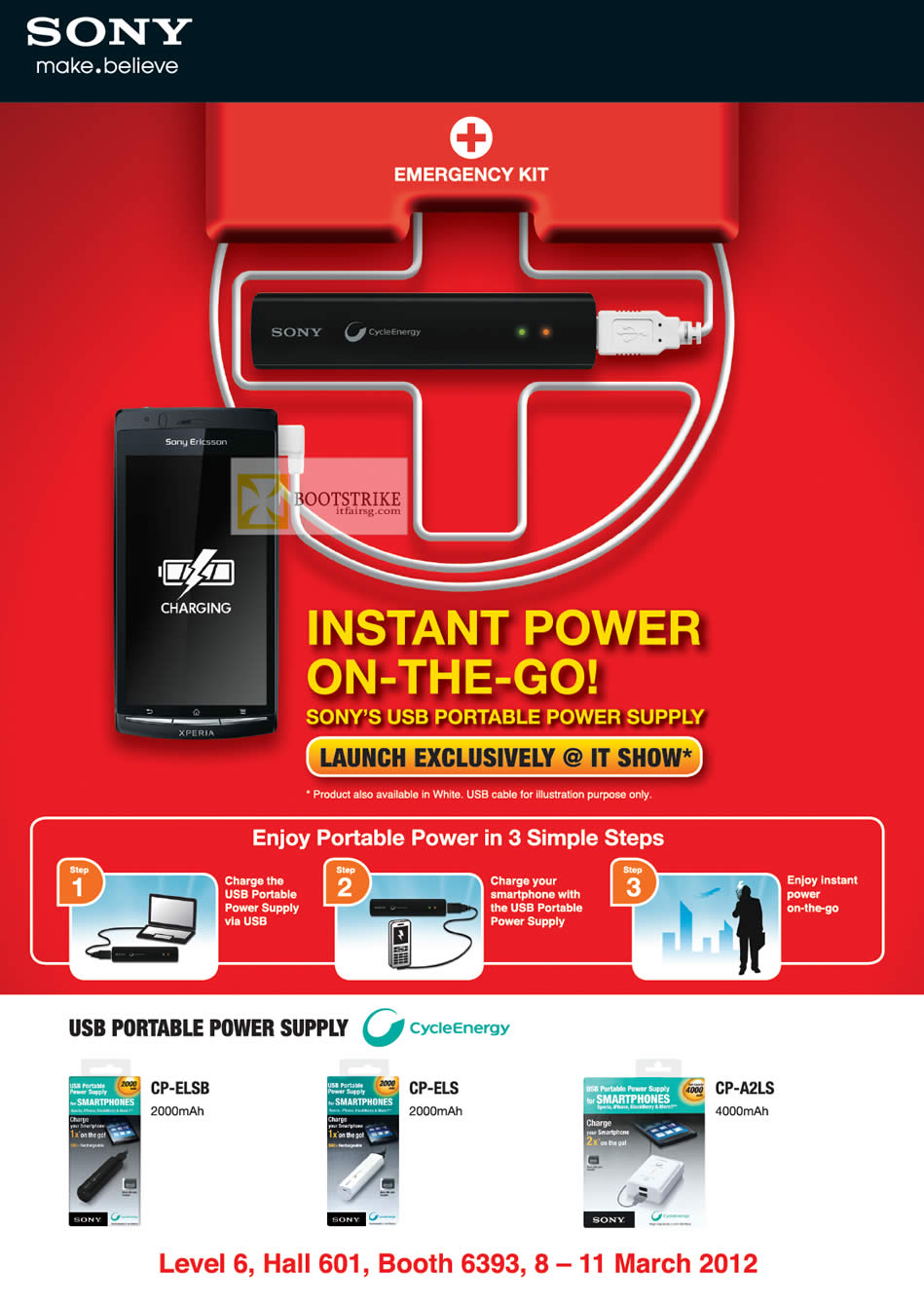 IT SHOW 2012 price list image brochure of Gees Sony USB Portable Power Supply CycleEnergy CP-ELSB, CP-ELS, CP-A2LS
