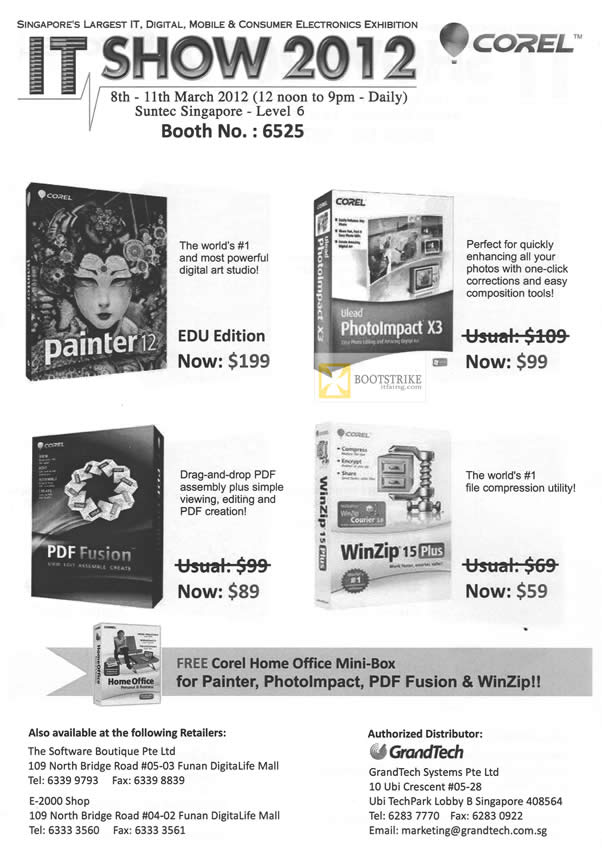 IT SHOW 2012 price list image brochure of Grandtech Software Corel Painter 12, Ulead PhotoImpact X3, PDF Fusion, WinZip 15