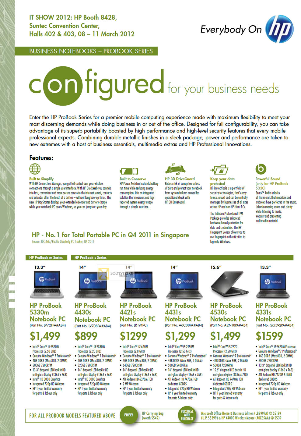 IT SHOW 2012 price list image brochure of HP Notebooks Business Probook 5330m, 4430s, 4421s, 4431s, 4530s, 4331s