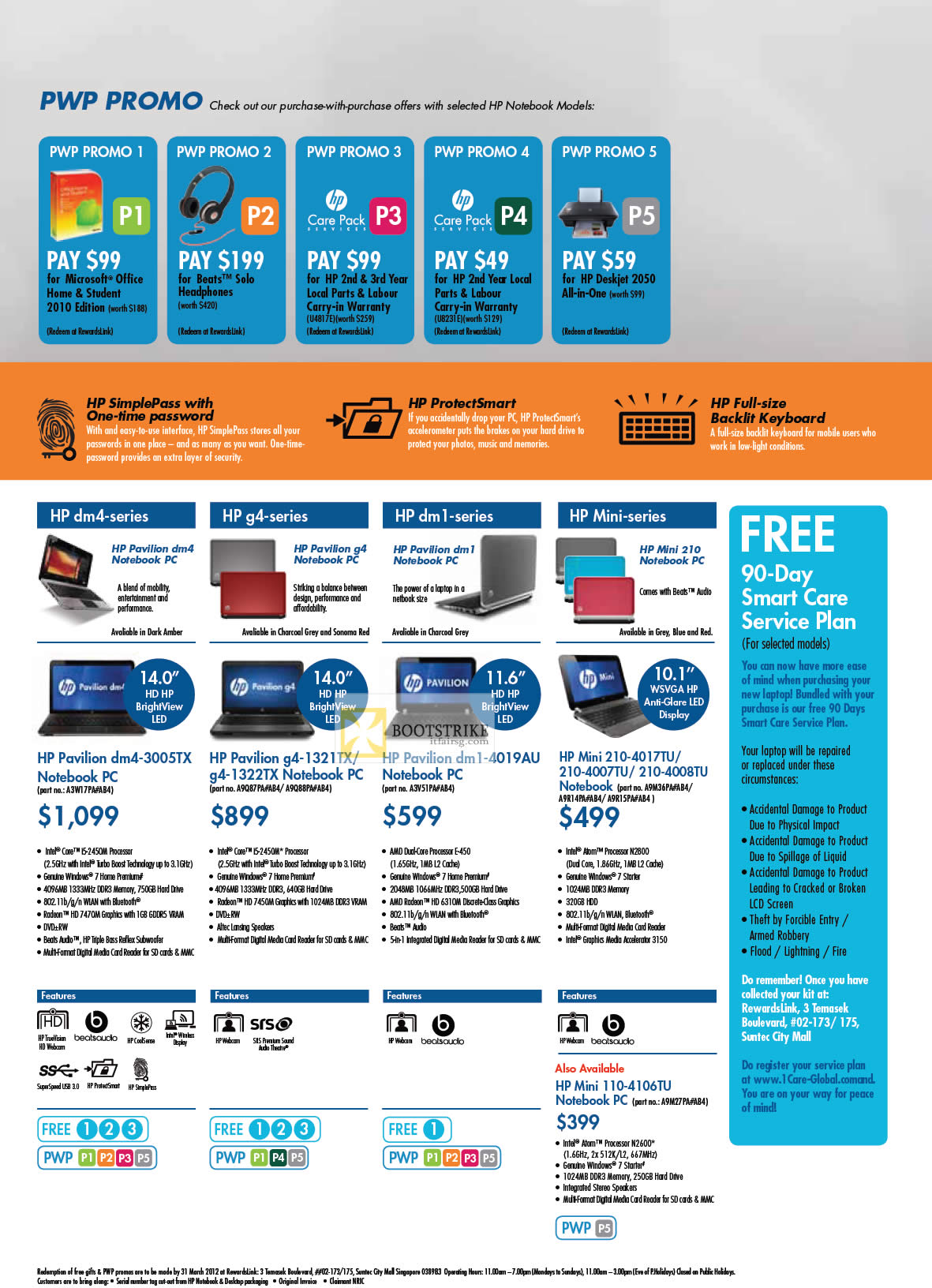 IT SHOW 2012 price list image brochure of HP Notebooks Dm4-3005tx, G4-1321tx, G4-1322tx, Dm1-4019au, Mini 210-4017tu, 210-4007tu, 210-4008tu, Mini 110-4106tu