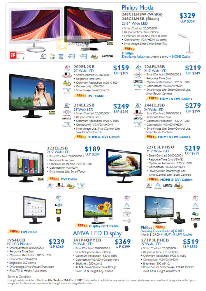 IT SHOW 2012 price list image brochure of Harvey Norman Philips LED Monitors Moda 248C3LHSW, 248C3LHSB, 202EL2SB, 234EL2SB, 224EL2SB, 244EL2SB, 222EL2SB, 227E3LPHSU, 241P4QPYEB, 273P3LPHEB