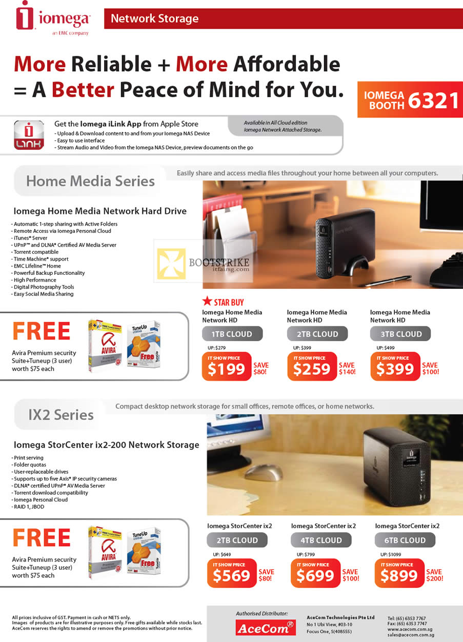 IT SHOW 2012 price list image brochure of Iomega Home Media Network Hard Drive NAS, Cloud, Network HD, StorCenter Ix2-200