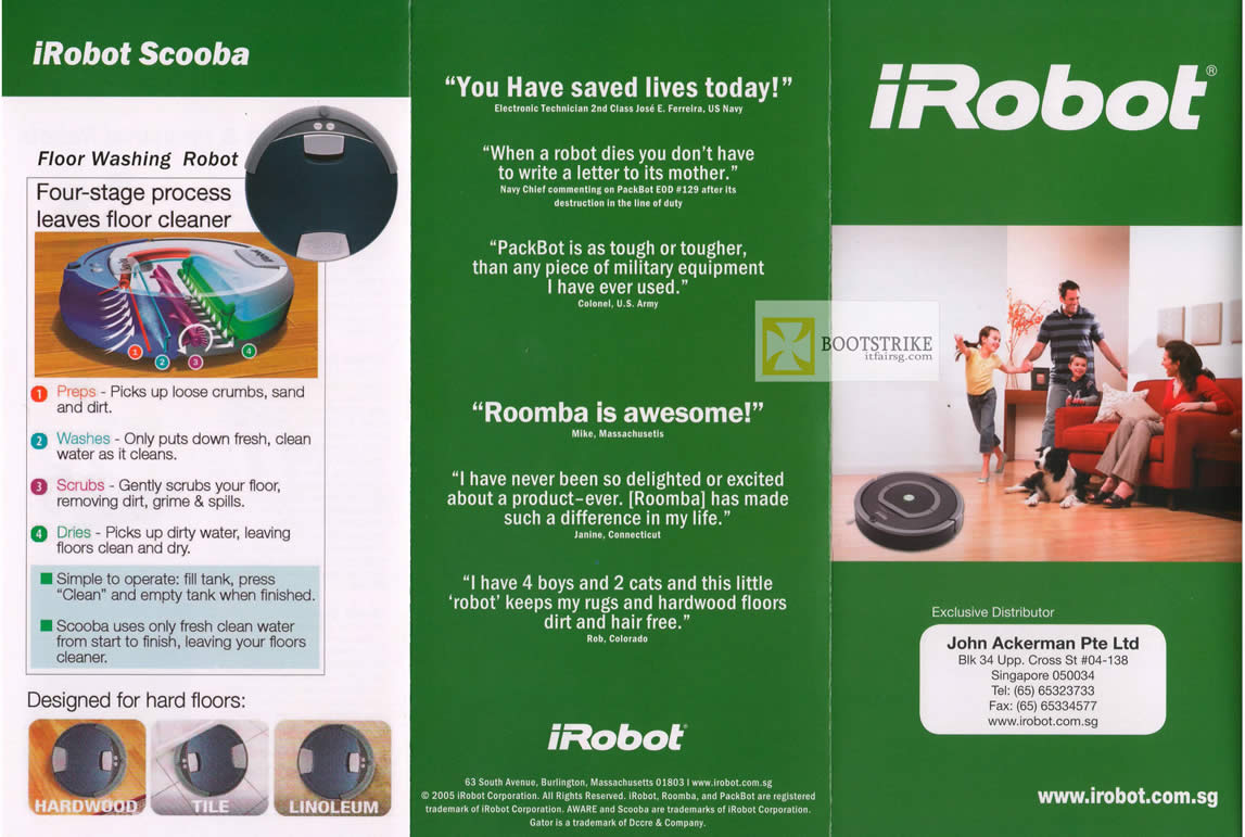 IT SHOW 2012 price list image brochure of John Ackerman Robot Scooba, Testimonials, Distributor