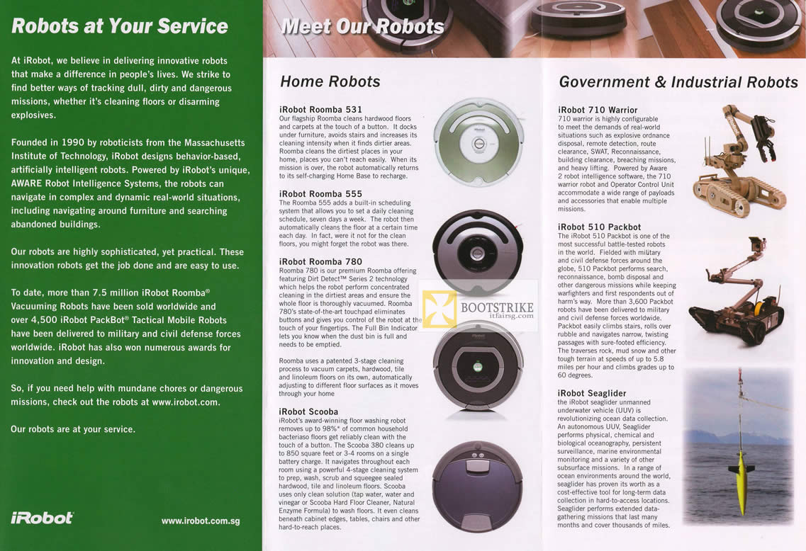 IT SHOW 2012 price list image brochure of John Ackerman Robotic Vacuum Cleaner, IRobot Roomba 531, 555, 780, Scooba, 710 Warrior, 510 Packbot, Seaglider