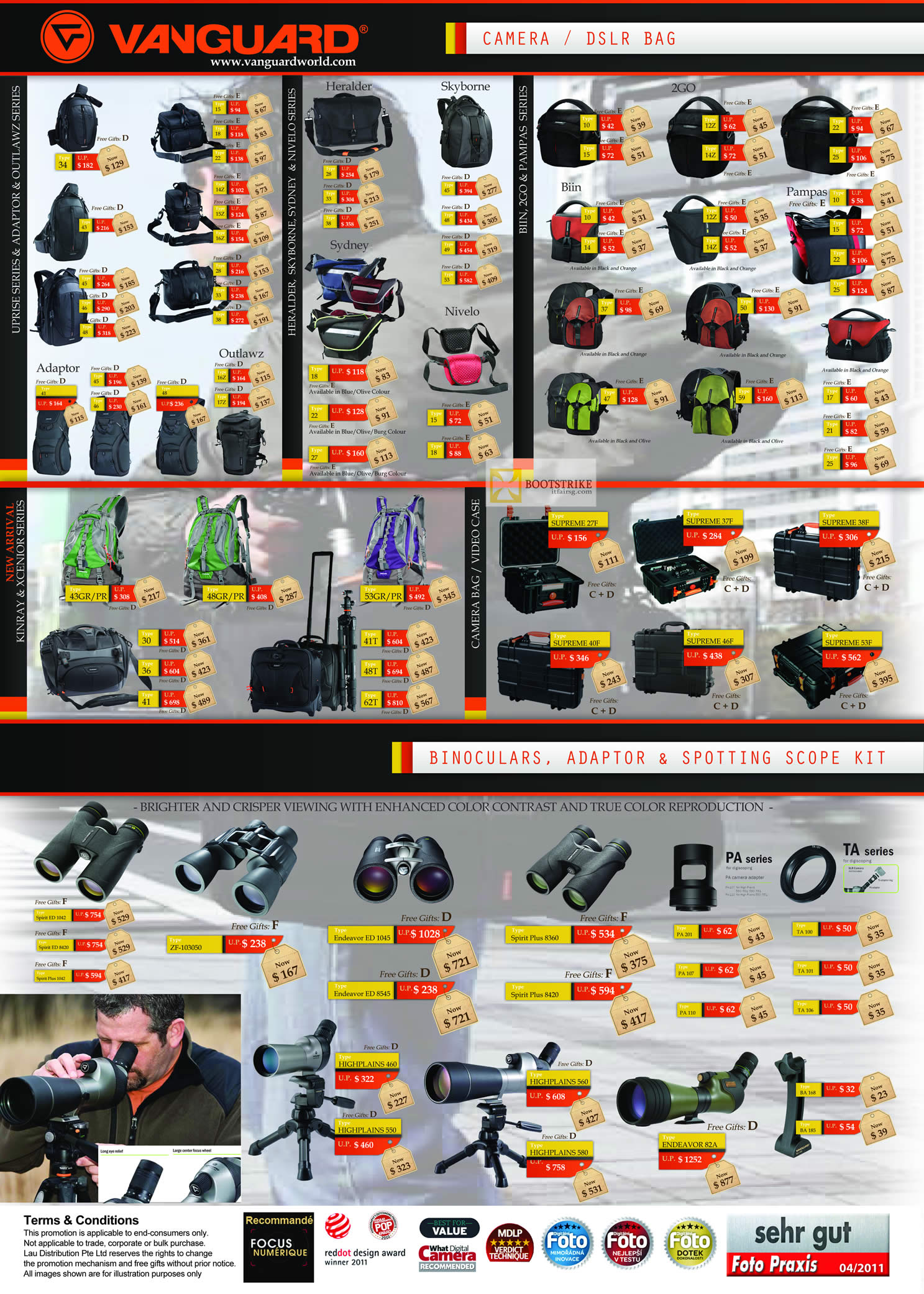 IT SHOW 2012 price list image brochure of Lau Intl Vanguard Camera DSLR Bag, Heralder, Skyborne, 2Go, Binn, Nivelo, Sydney, Outlaqz, Adaptor, Supreme, Binoculars, Spotting Scope Kits
