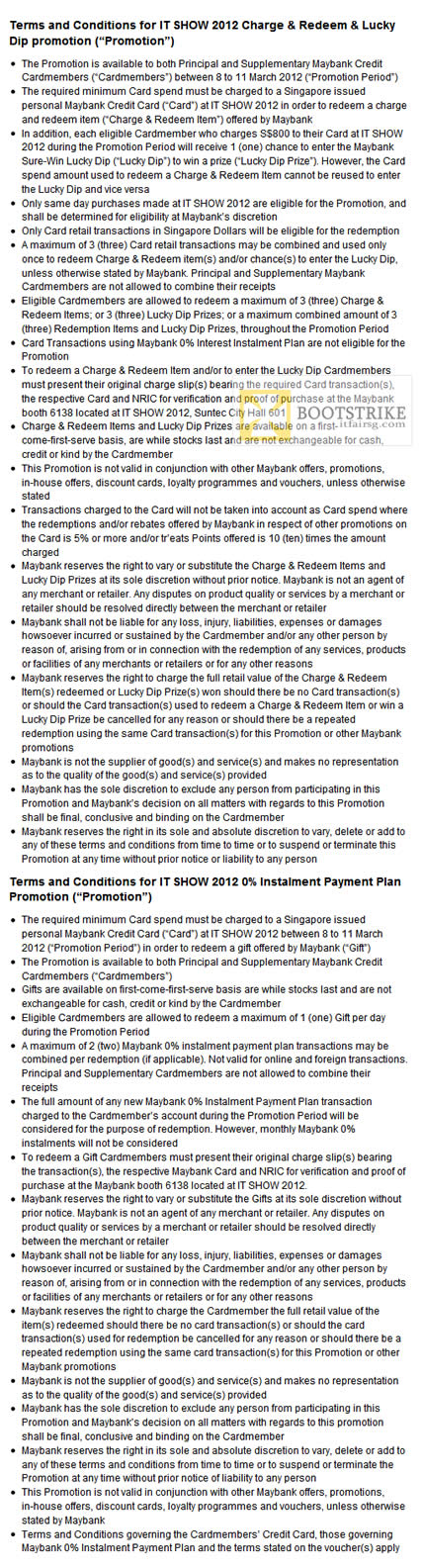 IT SHOW 2012 price list image brochure of Maybank Charge And Redeem Terms And Conditions