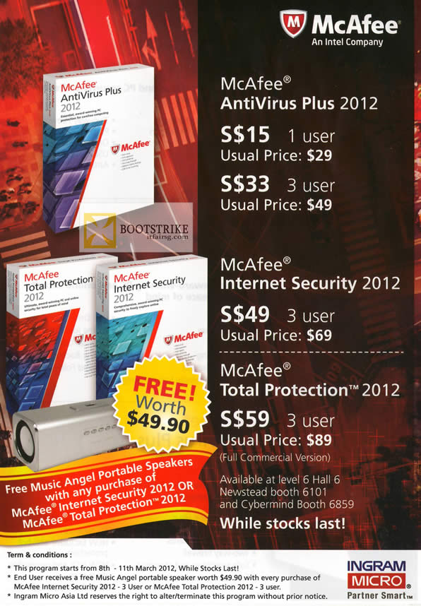 IT SHOW 2012 price list image brochure of Mcafee Antivirus Plus 2012, Internet Security 2012, Total Protection 2012