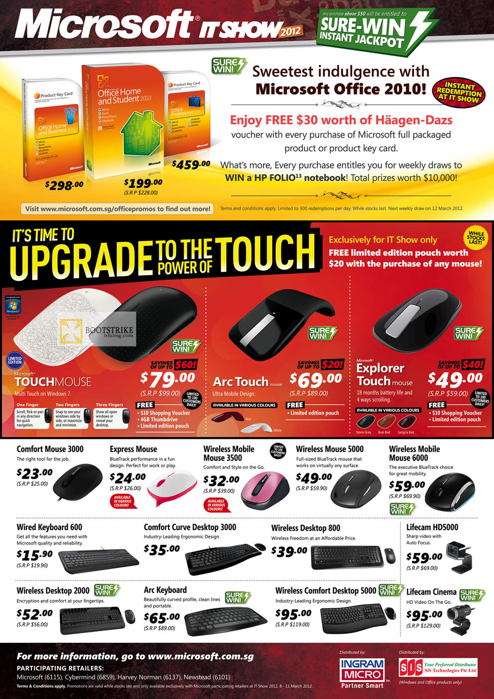 IT SHOW 2012 price list image brochure of Microsoft Hardware, Office 2010, Touch Mouse, Arc Touch, Explorer Touch, Comfort, Wireless Mobile 3500, 5000, 6000, Keyboard, Lifecam HD5000 Webcam, Cinema