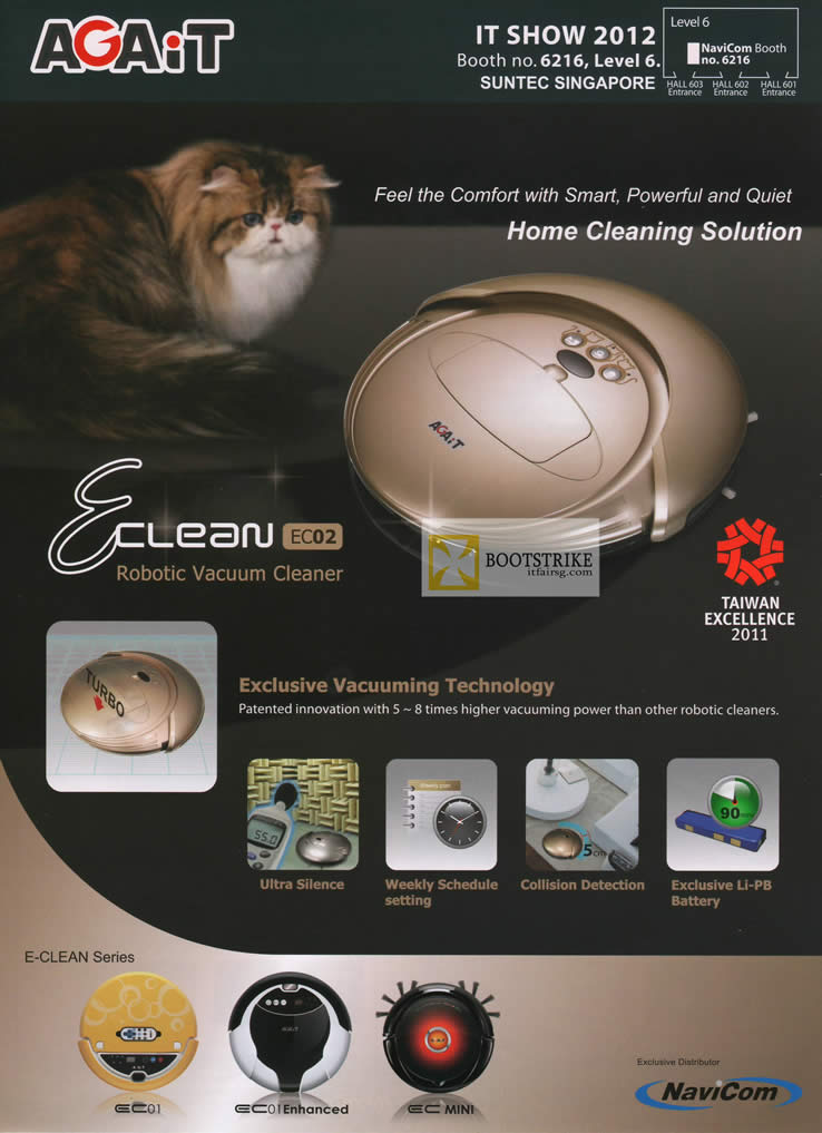 IT SHOW 2012 price list image brochure of Navicom Agait E-Clean Robotic Vacuum Cleaner EC02