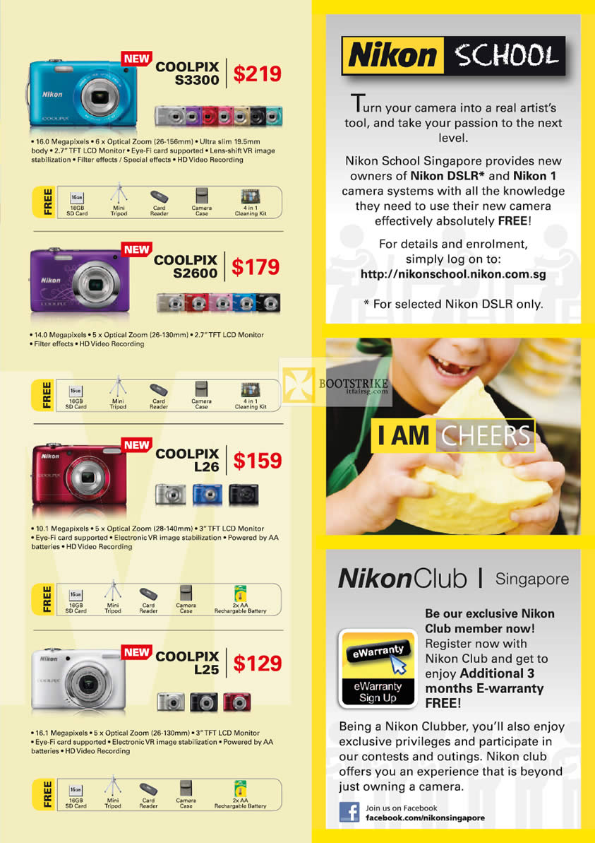 IT SHOW 2012 price list image brochure of Nikon Digital Cameras Coolpix S3300, Coolpix S2600, Coolpix L26, Coolpix L25