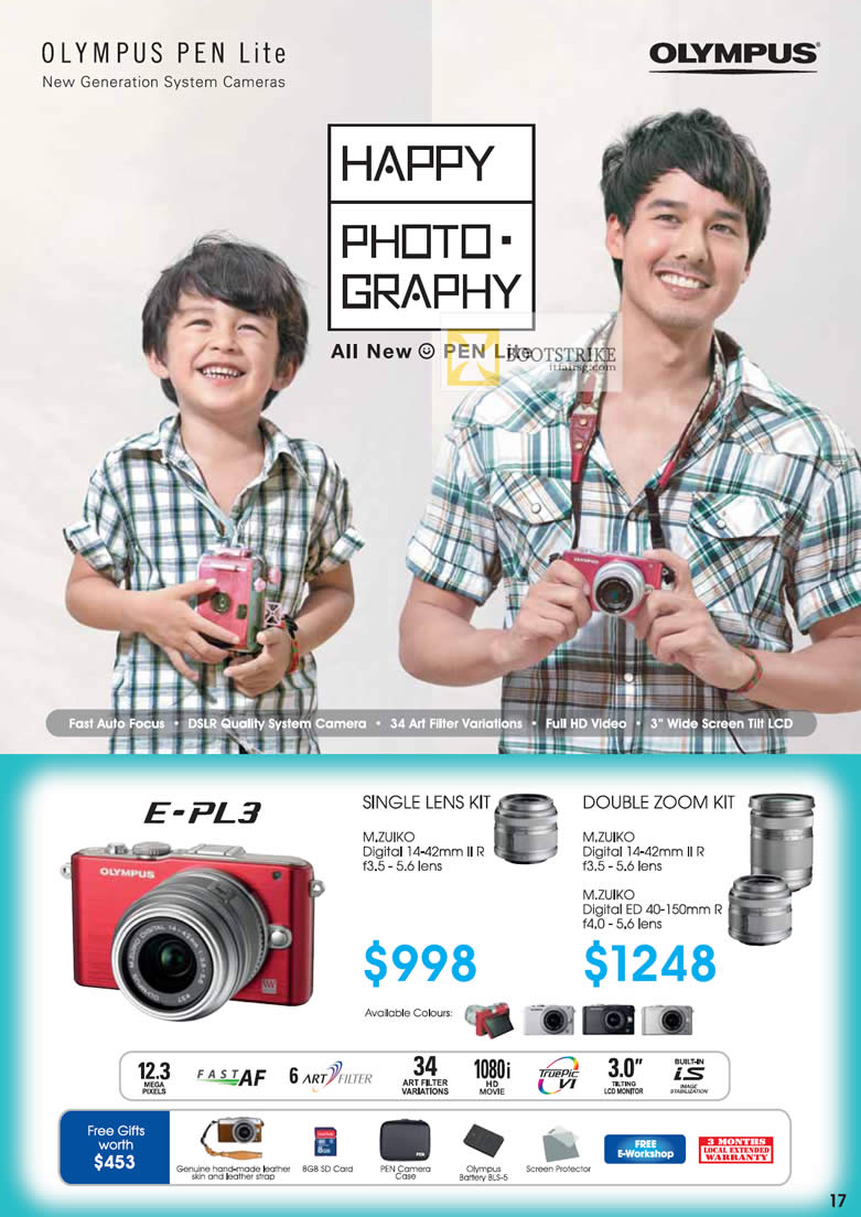 IT SHOW 2012 price list image brochure of Olympus Digital Camera E-PL3, Single Lens Kit, Double Zoom Kit