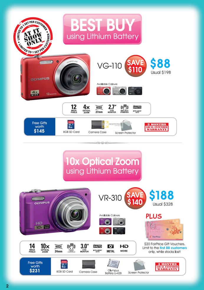IT SHOW 2012 price list image brochure of Olympus Digital Camera VG-110, VR-310
