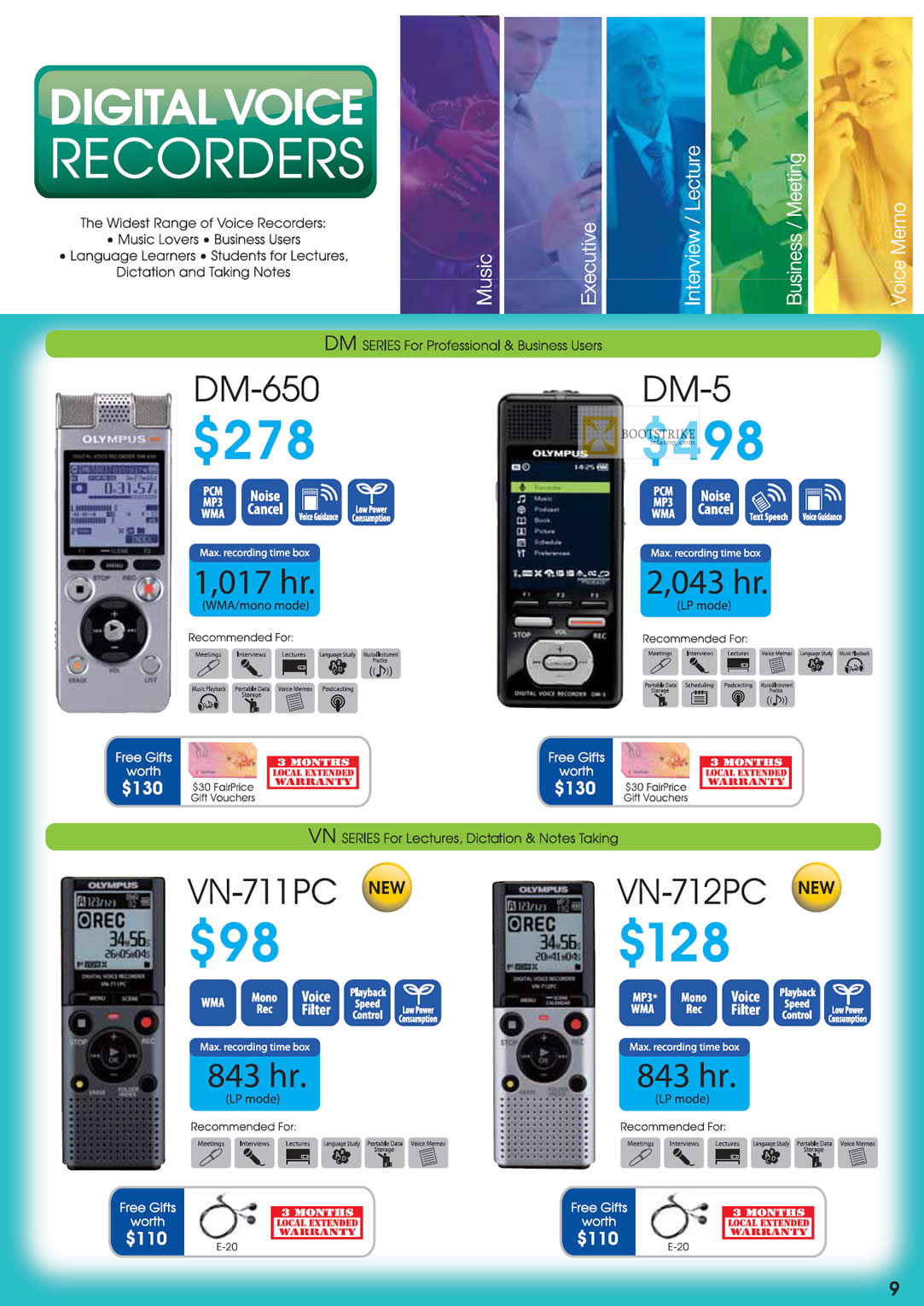 IT SHOW 2012 price list image brochure of Olympus Digital Voice Recorders DM-650, DM-5, VN-711PC, VN-712PC