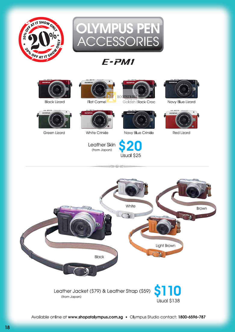 IT SHOW 2012 price list image brochure of Olympus Pen Accessories E-PM1 Leather Skin, Leather Jacket, Leather Strap