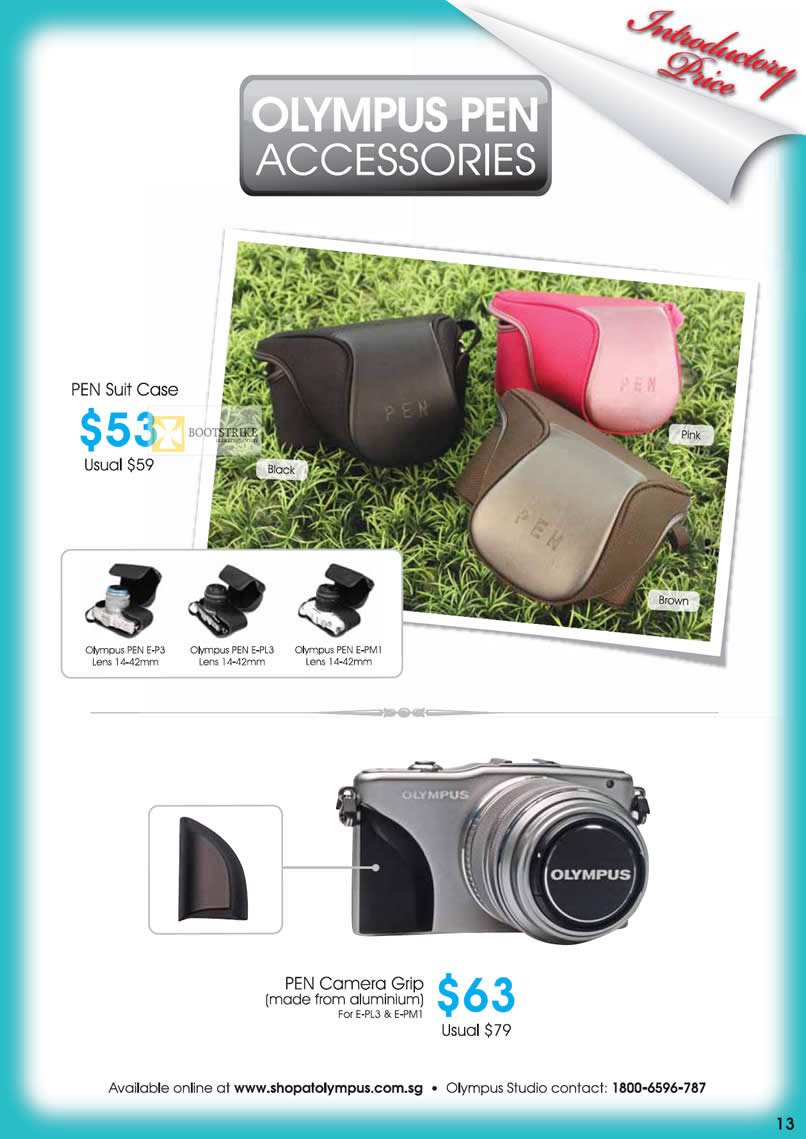IT SHOW 2012 price list image brochure of Olympus Pen Accessories, Pen Suit Case, Pen Camera Grip