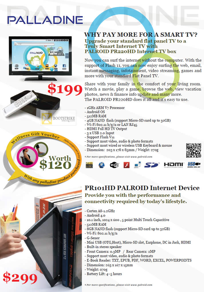 IT SHOW 2012 price list image brochure of Palladine Android Internet TV Box Palroid PR220HD, PR101HD Palroid Internet Device, Media Player