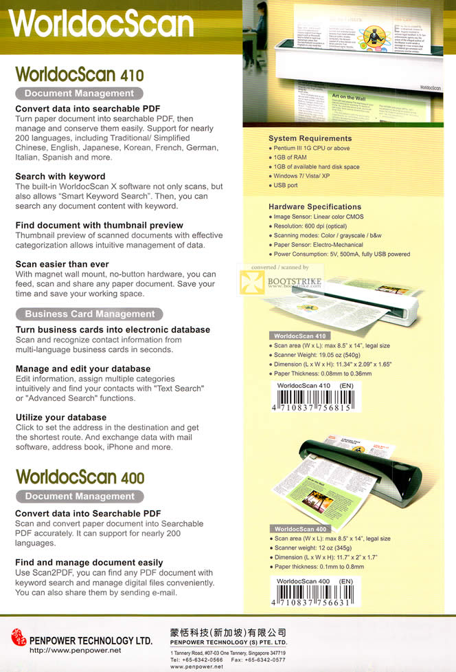 IT SHOW 2012 price list image brochure of Penpower WorldocScan Features, Document Management, PDF, Scanner, Business Card, Namecard, WorldocScan 400