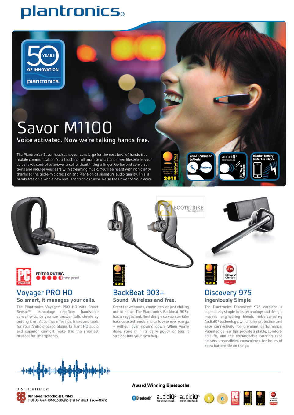 IT SHOW 2012 price list image brochure of Plantronics Bluetooth Headsets, Savor M1100, Voyager PRO HD, BackBeat 903, Discovery 975