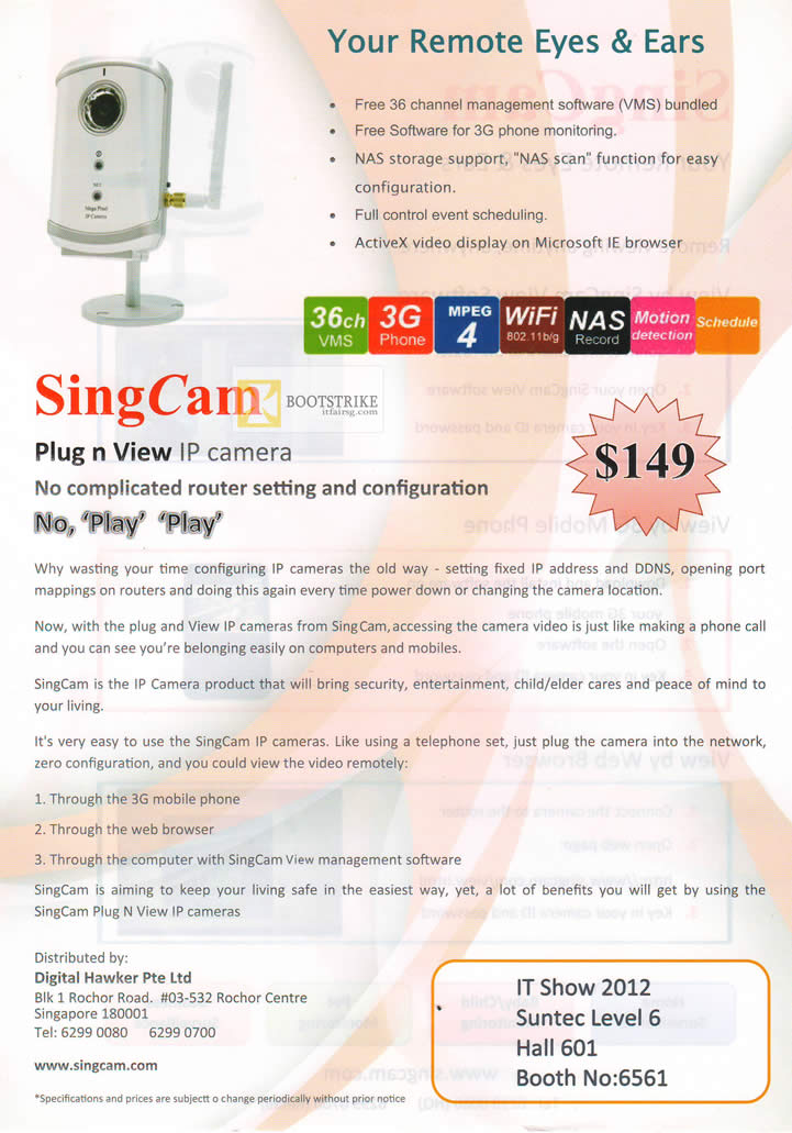 IT SHOW 2012 price list image brochure of Public N Private SingCam IPcam
