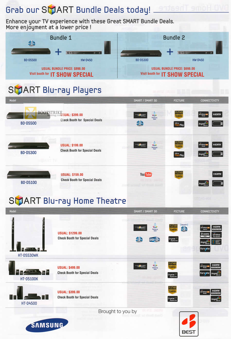 IT SHOW 2012 price list image brochure of Samsung Best Denki Blu-Ray Player, Home Theatre Systems