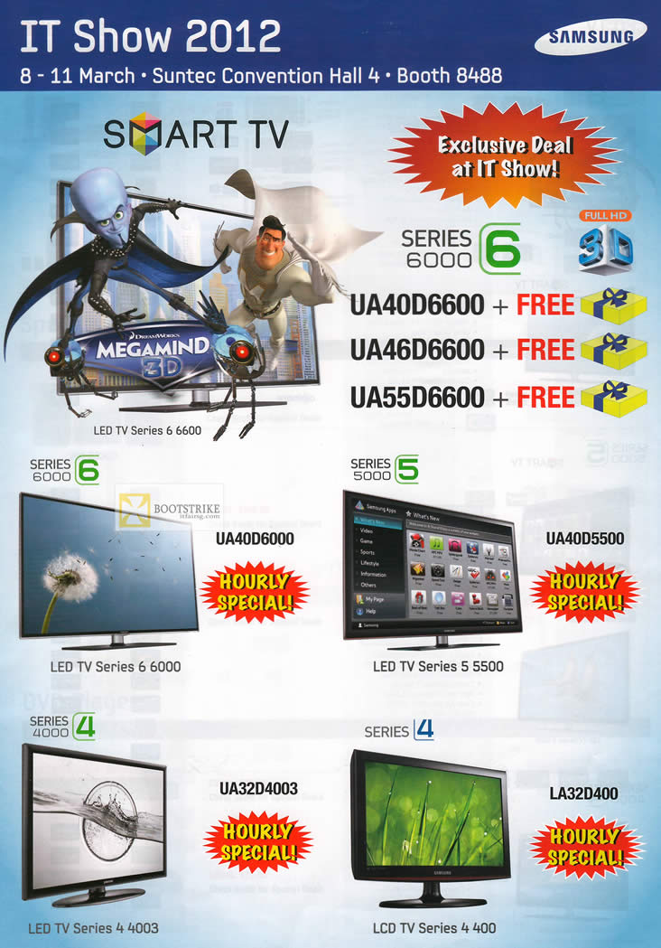 IT SHOW 2012 price list image brochure of Samsung Mega Discount TV, Smart TV, LCD TV