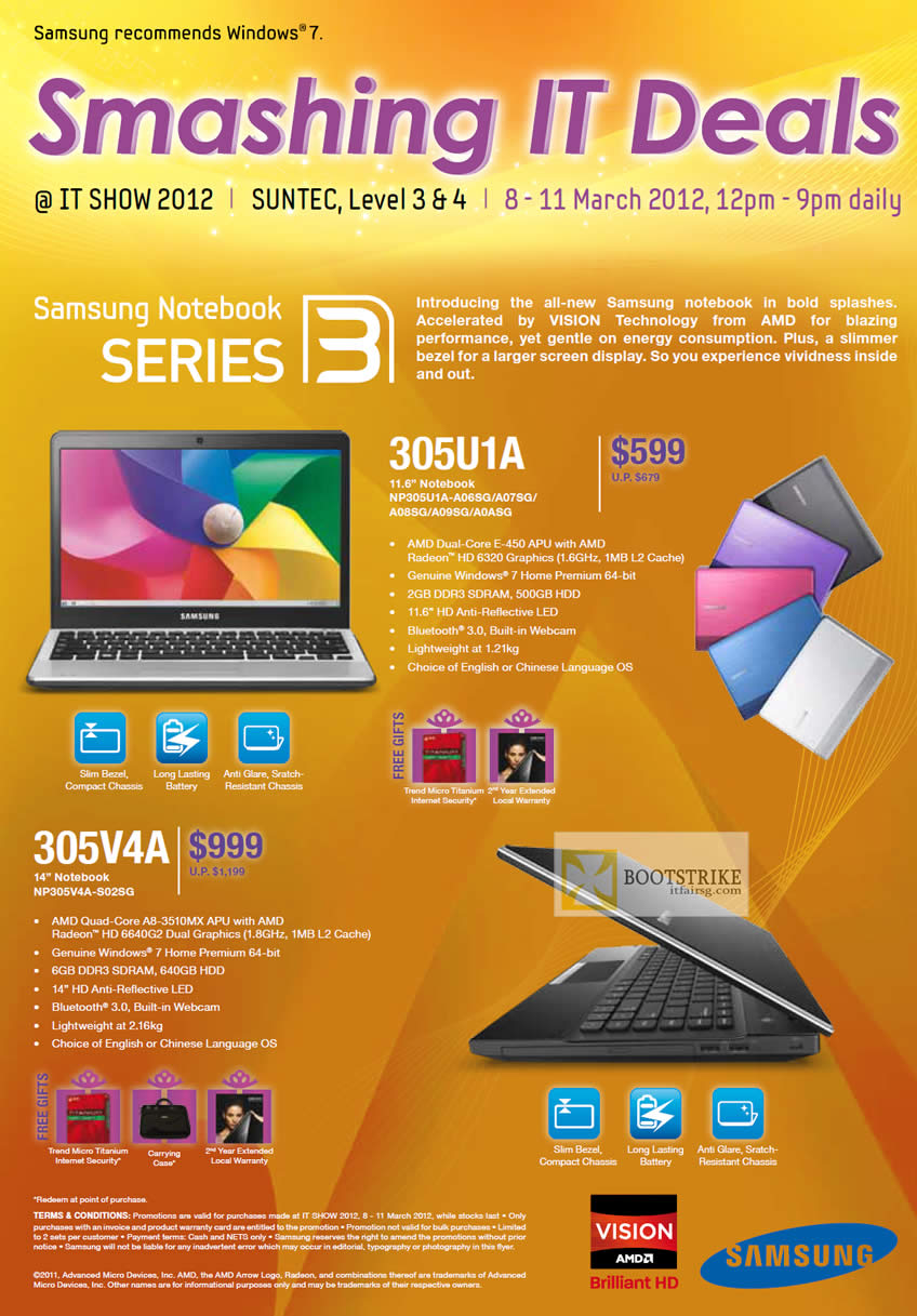 IT SHOW 2012 price list image brochure of Samsung Notebooks NP305U1A-A06SG A07SG A08SG A09SG A0ASG, NP305V4A-S02SG