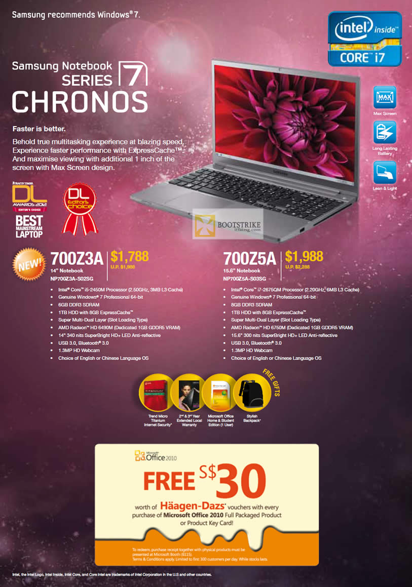 IT SHOW 2012 price list image brochure of Samsung Notebooks NP700Z3A-S02SG, NP700Z5A-S03SG