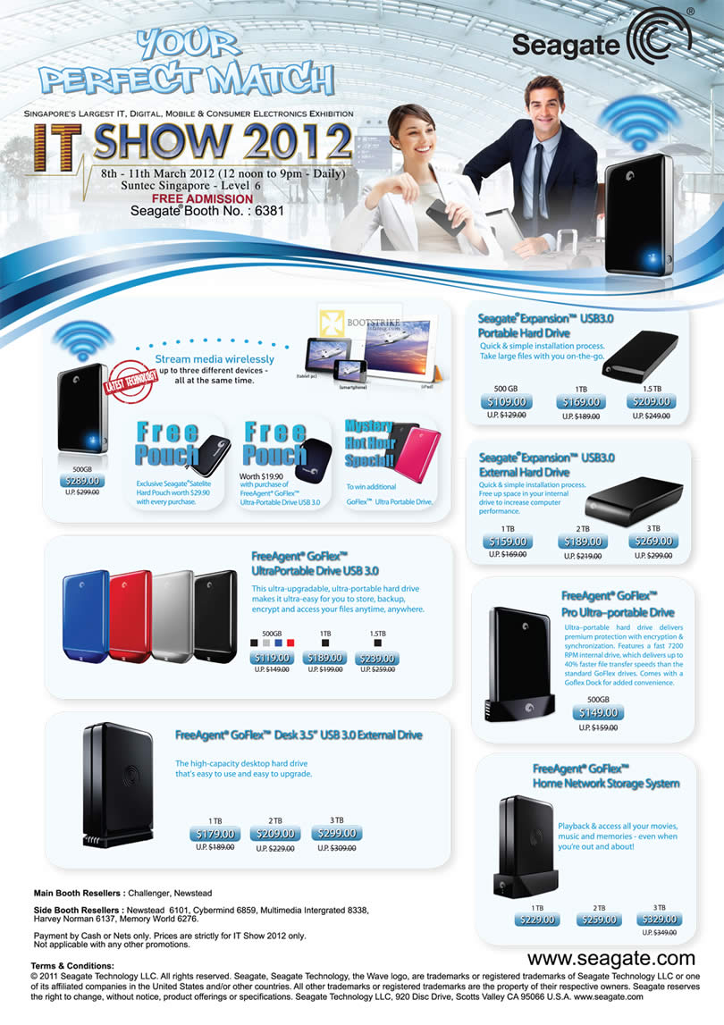 IT SHOW 2012 price list image brochure of Seagate External Storage, Expansion USB3, FreeAgent GoFlex UltraPortable Drive, GoFlex Pro, GoFlex Desk, GoFlex Home NAS