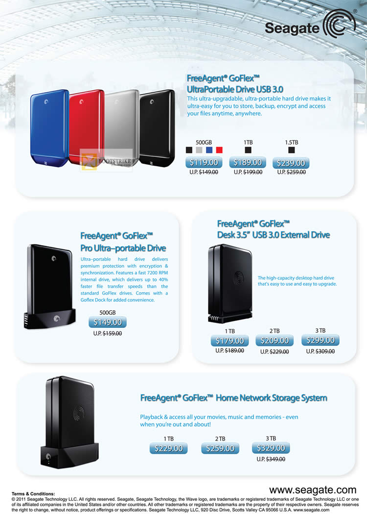IT SHOW 2012 price list image brochure of Seagate External Storage, FreeAgent GoFlex USB3, Pro, GoFlex Desk, Home NAS
